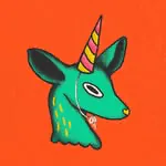 Deer with a unicorn party hat